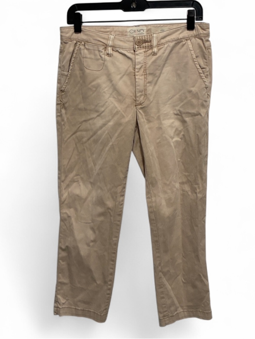 Anthropologie Cream Cropped Slim Chino Pants